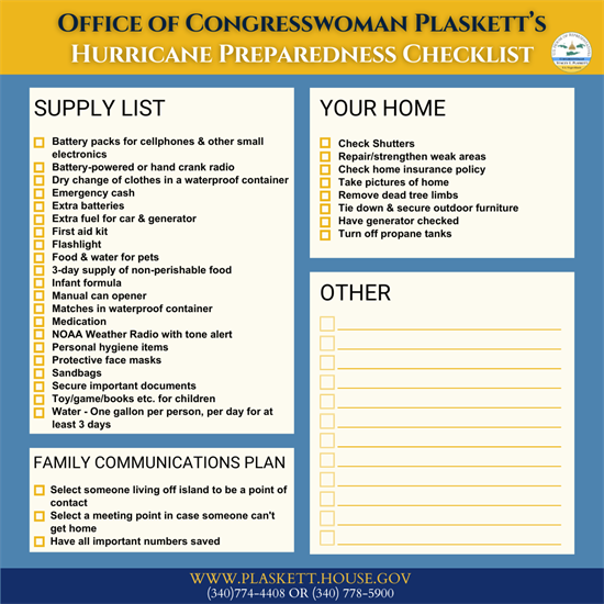 Graphic of checklist to prepare for hurricanes